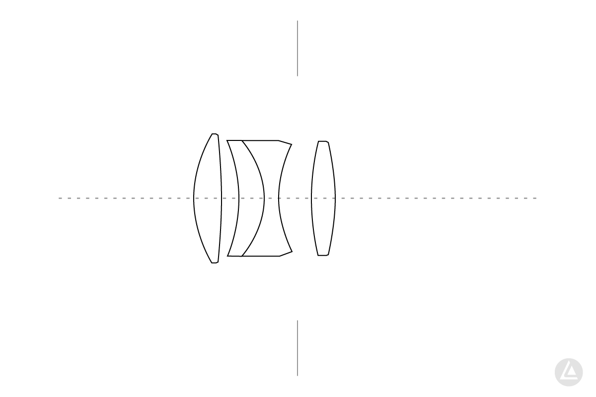 Thambar 9cm (90mm) f2.2のレンズ構成図